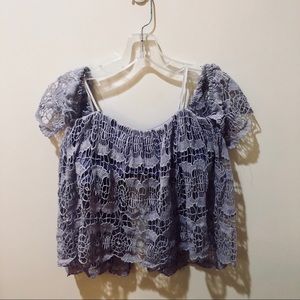 Lavender Crochet Crop Top